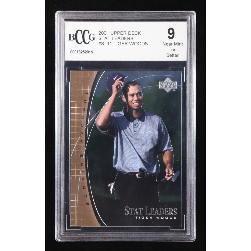 Tiger Woods 2001 Upper Deck Stat Leaders #SL11 RC (BCCG 9) at PristineAuction.com