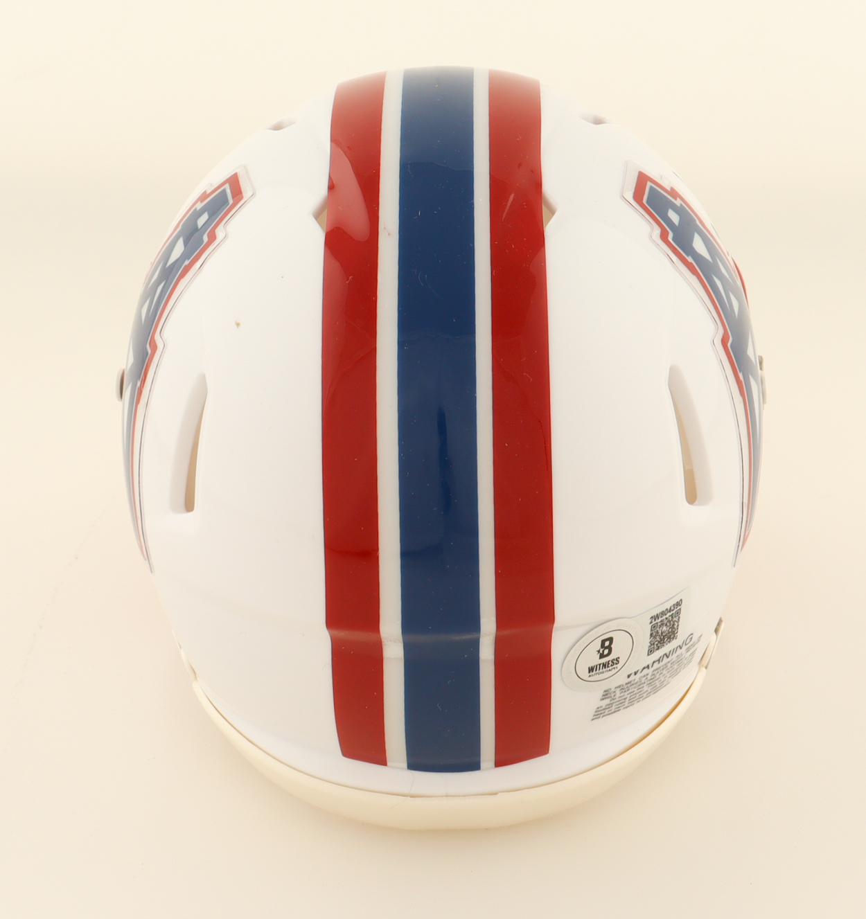 Warren Moon Signed Oilers Throwback Speed Mini Helmet Inscribed "HOF 06" (Beckett) at PristineAuction.com Warren Moon Signed Oilers Throwback Speed Mini Helmet Inscribed "HOF 06" (Beckett) at PristineAuction.com