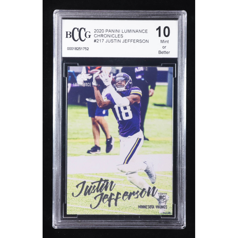 Justin Jefferson 2020 Panini Luminance #217 RC / CHRONICLES (BCCG 10) at PristineAuction.com