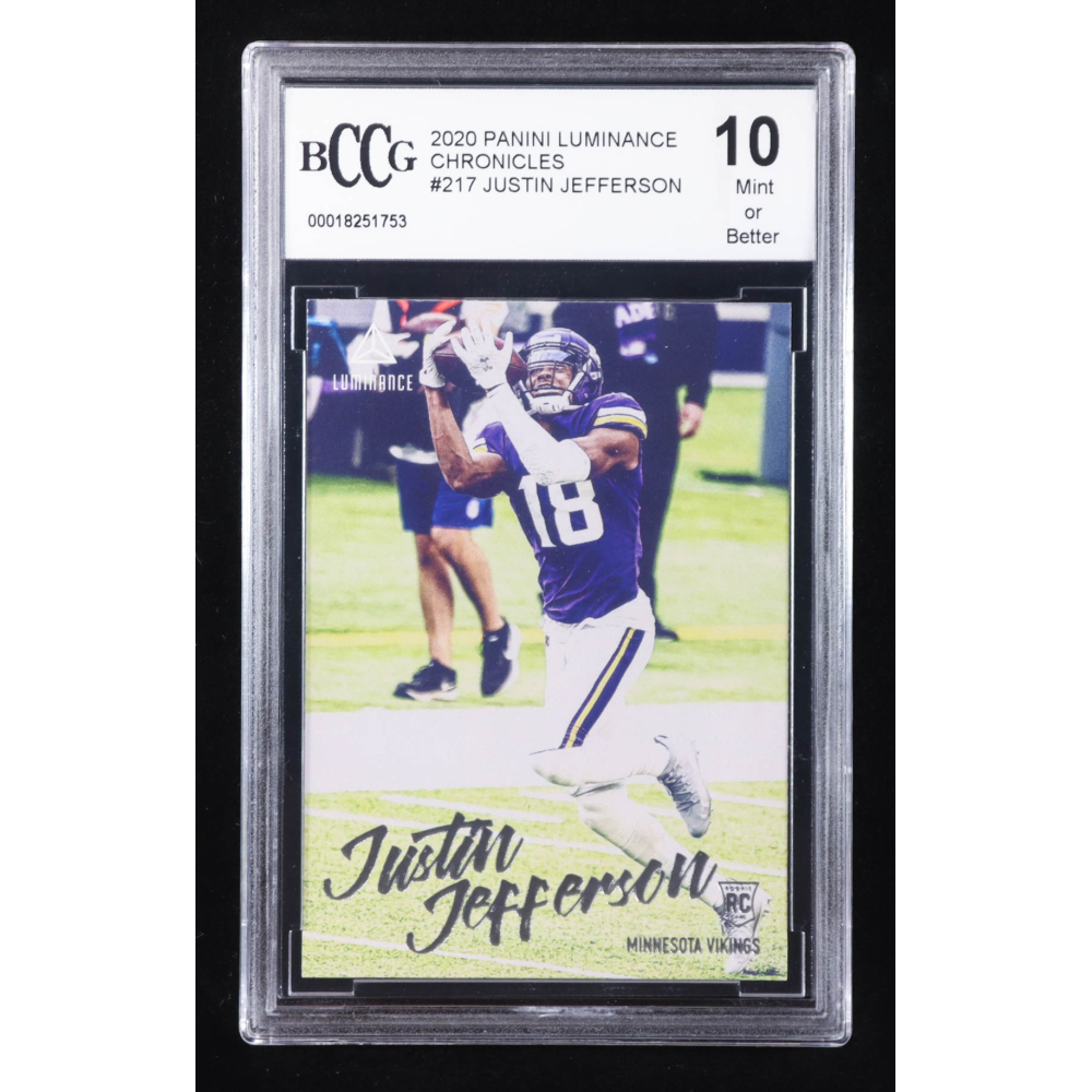 Justin Jefferson 2020 Panini Luminance #217 RC / CHRONICLES (BCCG 10) at PristineAuction.com
