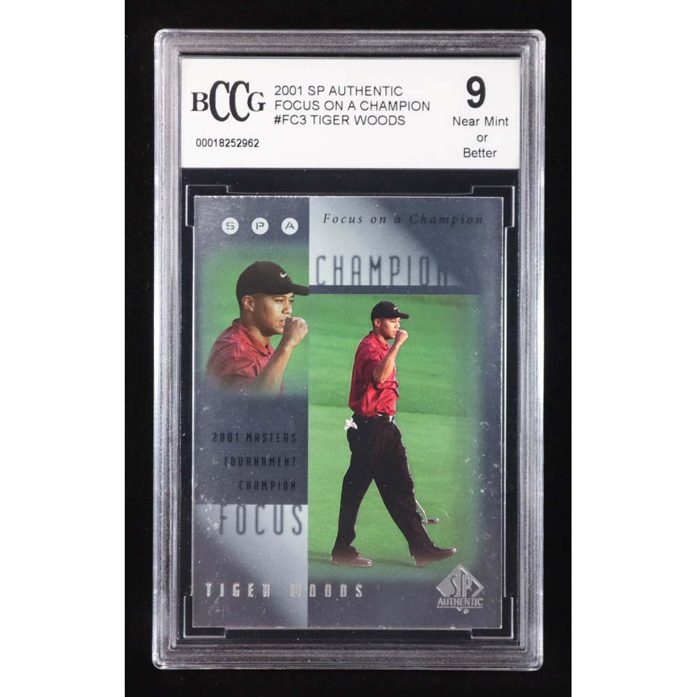 Tiger Woods 2001 SP Authentic Focus on a Champion #FC3 RC (BCCG 9) at PristineAuction.com