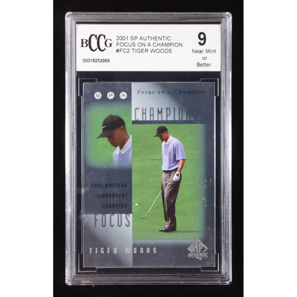 Tiger Woods 2001 SP Authentic Focus on a Champion #FC2 RC (BCCG 9) at PristineAuction.com