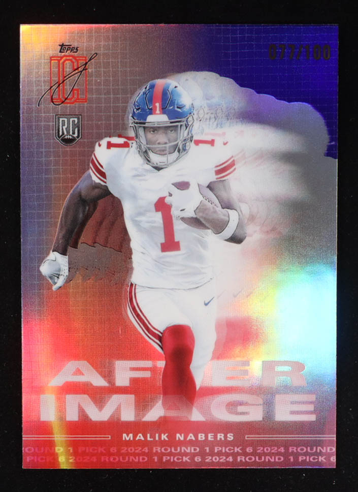 Malik Nabers 2024 Topps Signature Class After Image Purple #AI-11 RC #77/100 at PristineAuction.com Malik Nabers 2024 Topps Signature Class After Image Purple #AI-11 RC #77/100 at PristineAuction.com