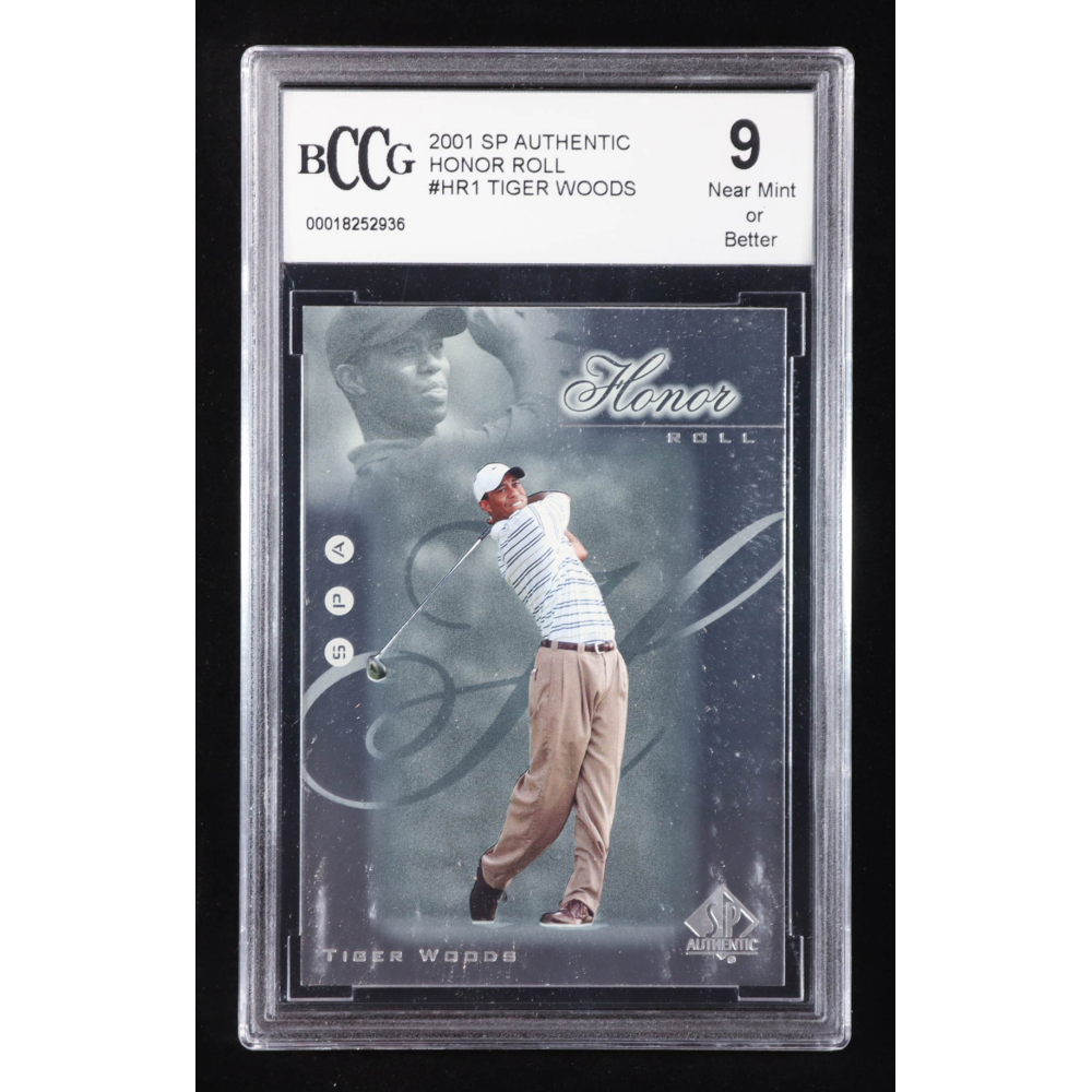 Tiger Woods 2001 SP Authentic Honor Roll #HR1 RC (BCCG 9) at PristineAuction.com