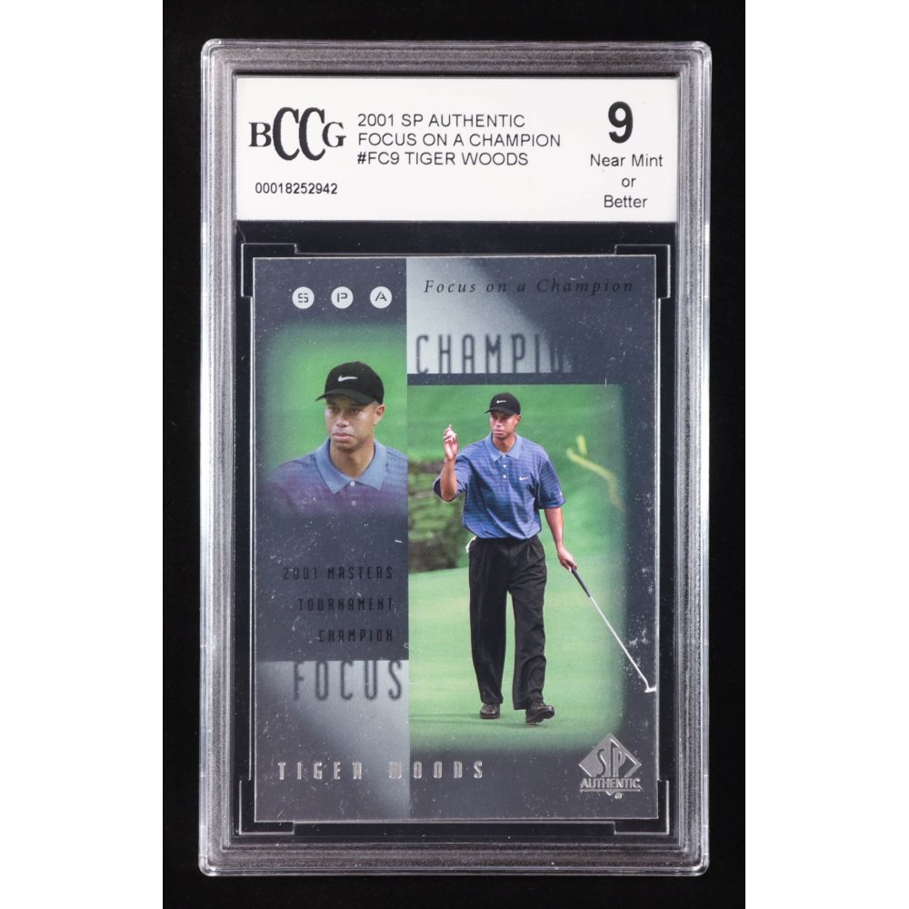 Tiger Woods 2001 SP Authentic Focus on a Champion #FC9 RC (BCCG 9) at PristineAuction.com