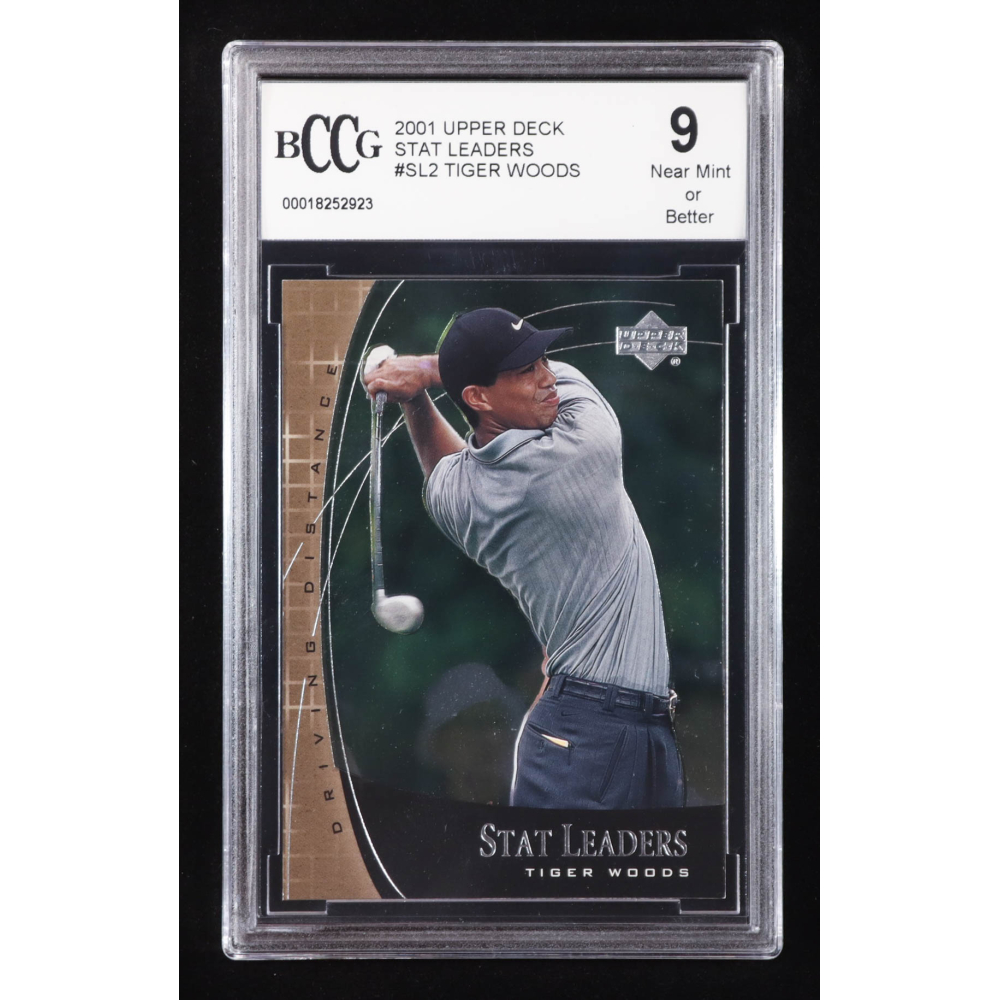 Tiger Woods 2001 Upper Deck Stat Leaders #SL2 RC (BCCG 9) at PristineAuction.com