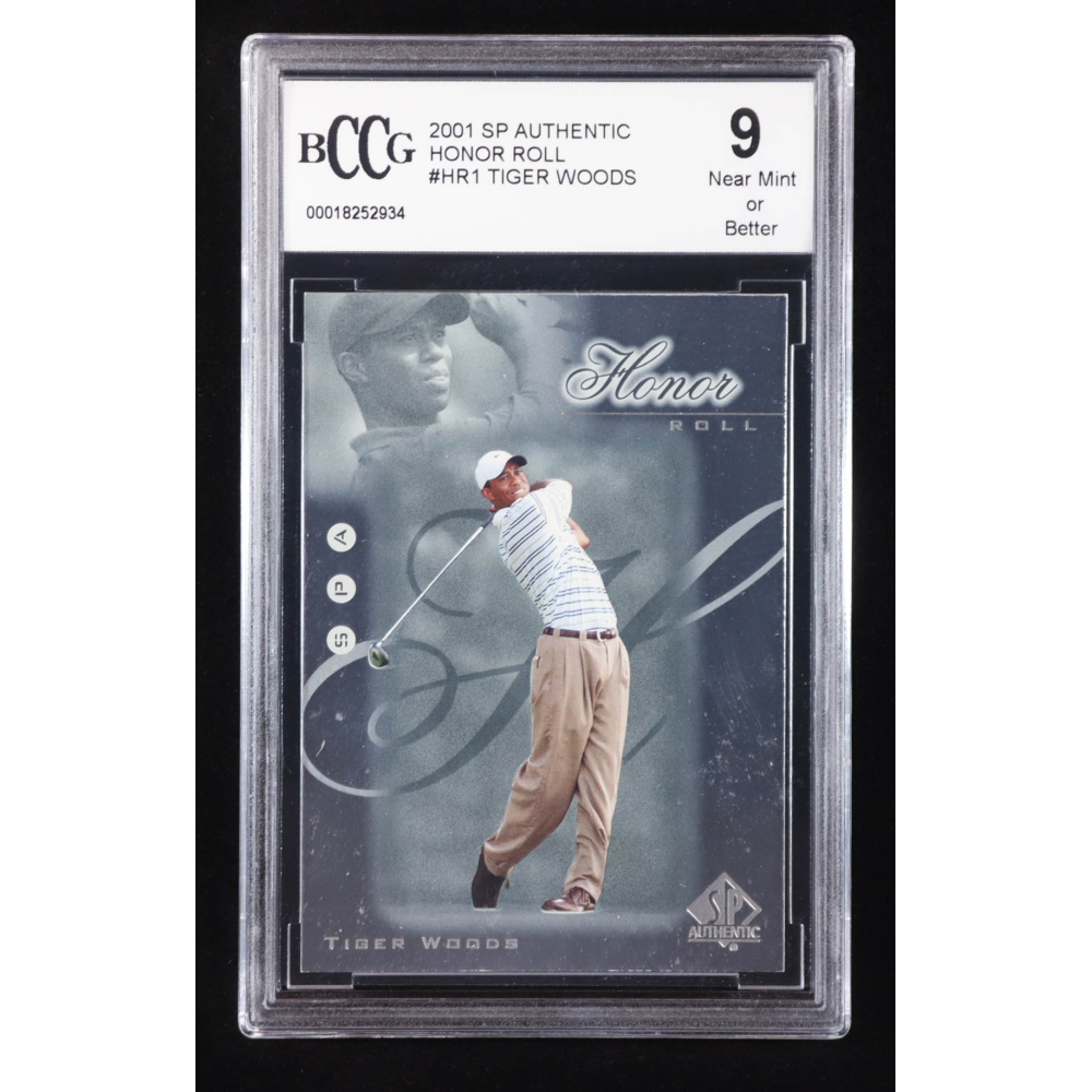Tiger Woods 2001 SP Authentic Honor Roll #HR1 RC (BCCG 9) at PristineAuction.com