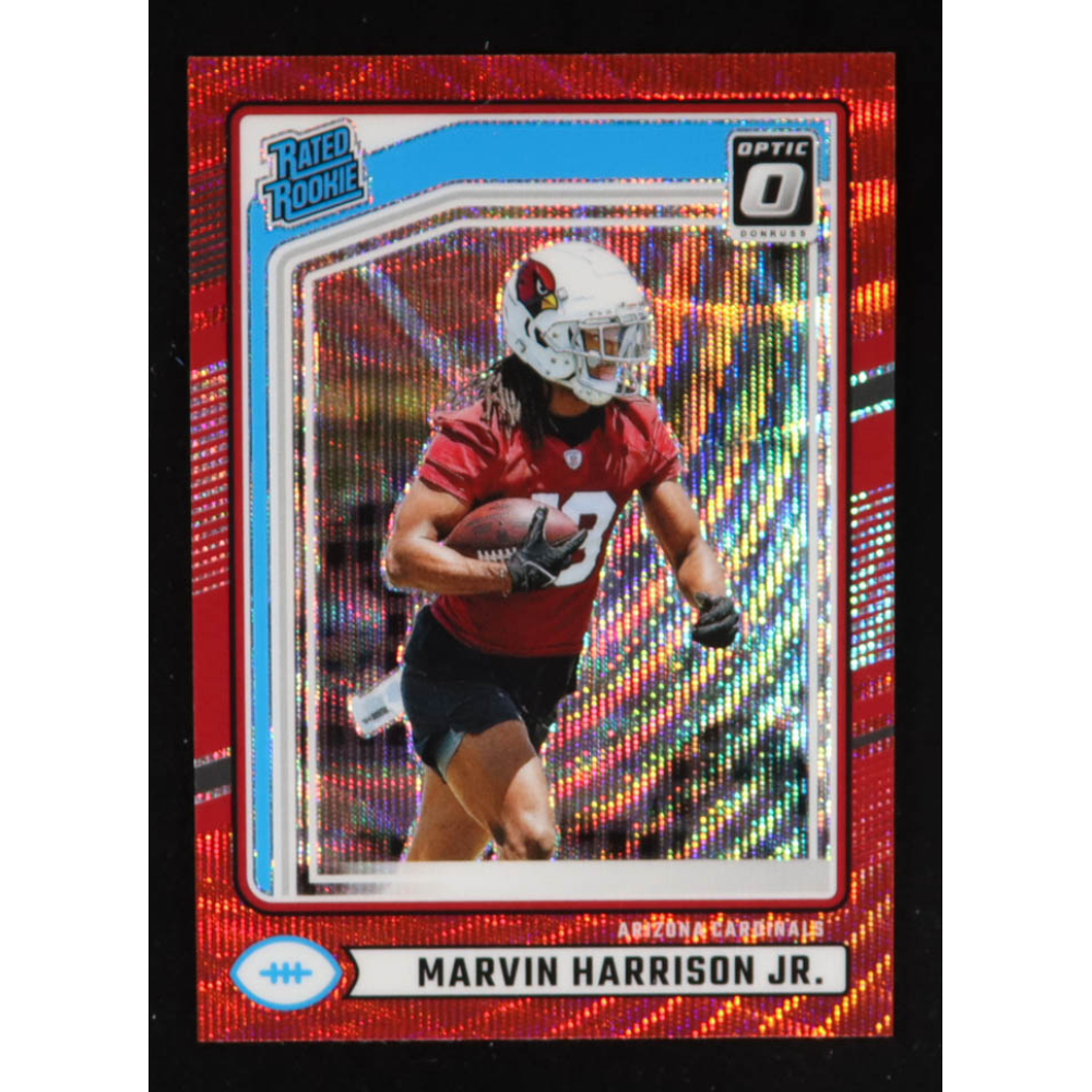 Marvin Harrison Jr. 2024 Donruss Optic Rated Rookies Preview Red Wave #393 RC at PristineAuction.com