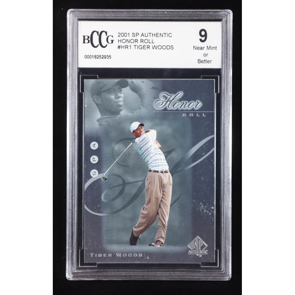 Tiger Woods 2001 SP Authentic Honor Roll #HR1 RC (BCCG 9) at PristineAuction.com