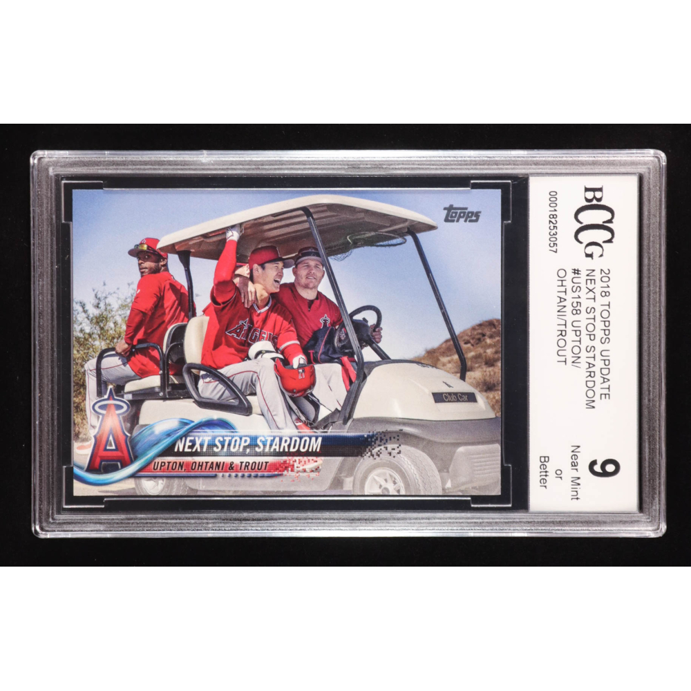 Shohei Ohtani RC / Mike Trout / Justin Upton 2018 Topps Update #US158 / Next Stop, Stardom (BCCG 9) at PristineAuction.com