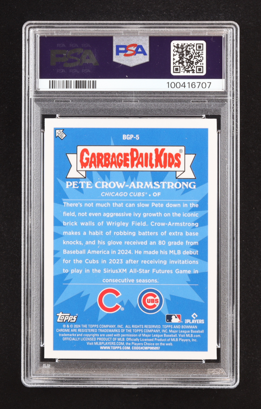 Pete Crow-Armstrong 2024 Bowman Chrome Garbage Pail Kids #BGP5 RC (PSA 8) at PristineAuction.com Pete Crow-Armstrong 2024 Bowman Chrome Garbage Pail Kids #BGP5 RC (PSA 8) at PristineAuction.com