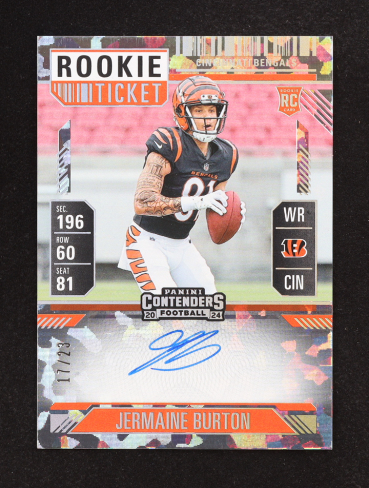 Jermaine Burton 2024 Panini Contenders Cracked Ice #135 Autograph #17/23 RC