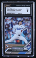 Yoshinobu Yamamoto 2024 Topps Now Dodgers World Series Champs #WS5 RC (CGC 9) at PristineAuction.com