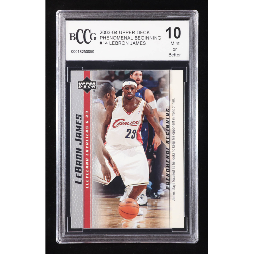 LeBron James 2003-04 Upper Deck Phenomenal Beginning LeBron James #14 RC / James Stays Focused (BCCG 10) at PristineAuction.com