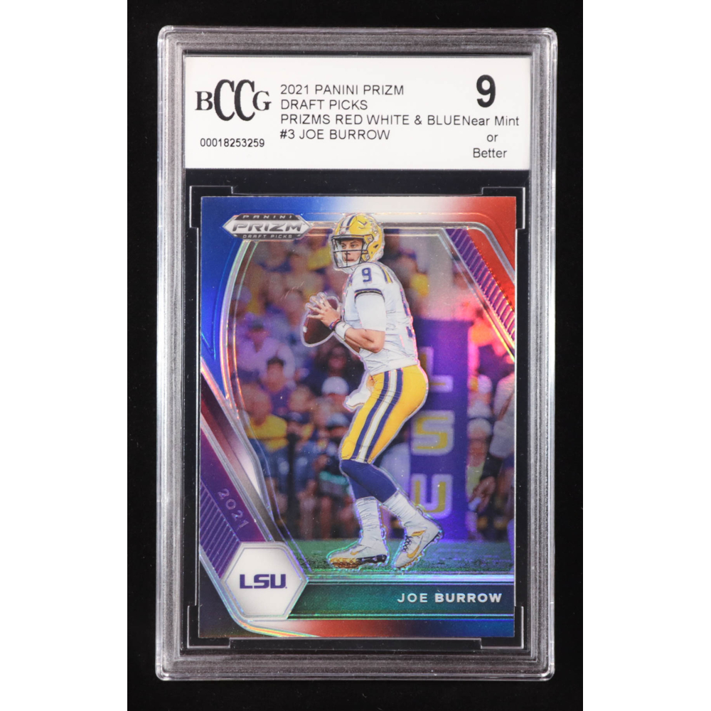Joe Burrow 2021 Panini Prizm Draft Picks Prizms Red White and Blue #3 (BCCG 9) at PristineAuction.com
