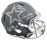 Cowboys Rookie of the Year Full-Size Authentic On-Field Slate Alternate Speed Helmet Signed & Inscribed by (4) with Dak Prescott, Emmitt Smith, Micah Parsons, & Tony Dorsett (Beckett) at PristineAuction.com