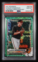 Gunnar Henderson 2021 Bowman Chrome Prospects Green Shimmer Refractors #BCP49 RC #95/99 (PSA 10) at PristineAuction.com