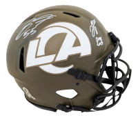 Jared Verse & Braden Fiske Signed Rams Full-Size Authentic On-field Salute to Service Alternate Speed Helmet Inscribed "DROY 2024" (Beckett) at PristineAuction.com