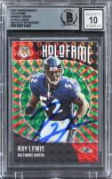 Ray Lewis Signed 2021 Mosaic Mosaic Green Holofame #1 (BGS | Auto 10) at PristineAuction.com