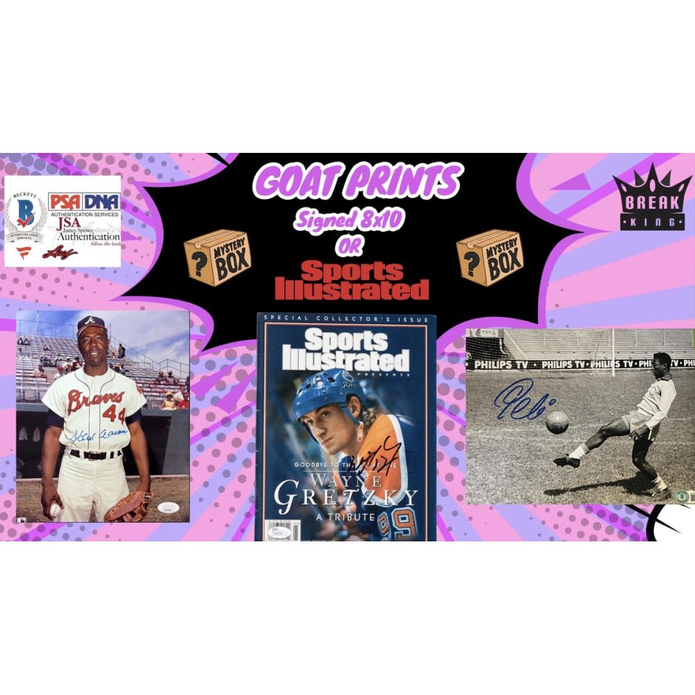 Break King: GOAT Prints 8x10 & Sports Illustrated Mystery Box at PristineAuction.com