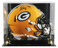 Sterling Sharpe Signed Packers Full-Size Speed Helmet Inscribed "HOF 25" with Display Case (Beckett) at PristineAuction.com