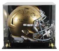 Rudy Ruettiger Signed Notre Dame Fighting Irish Full-Size Speed Helmet Inscribed "Play Like A Champion Today!" with Display Case (Beckett) at PristineAuction.com