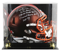 Ozzie Newsome Signed Browns Full-Size Flash Alternate Speed Helmet with (4) Career Inscriptions & Display Case (Beckett) at PristineAuction.com