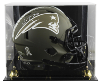 Christian Gonzalez Signed Patriots Full-Size Salute To Service Alternate Speed Helmet with Display Case (Beckett) at PristineAuction.com