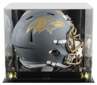 Ray Lewis Signed Ravens Full-Size Slate Alternate Speed Helmet with Display Case (Beckett) at PristineAuction.com