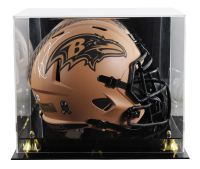 Ray Lewis Signed Ravens Full-Size Salute to Service Alternate Speed Helmet with Display Case (Beckett) at PristineAuction.com
