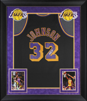 Magic Johnson Signed Lakers Custom Framed Mitchell & Ness Authentic Jersey (Beckett) at PristineAuction.com