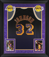 Magic Johnson Signed Lakers Custom Framed Mitchell & Ness Authentic Jersey (Beckett) at PristineAuction.com