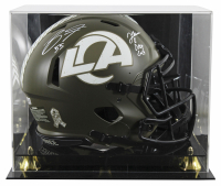 Jared Verse & Braden Fiske Signed Rams Full-Size Authentic On-Field Salute to Service Alternate Speed Helmet Inscribed "DROY 2024" with Display Case (Beckett) at PristineAuction.com