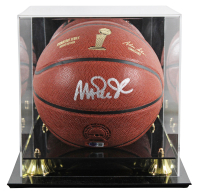 Magic Johnson Signed NBA Finals Trophy Special Edition Basketball with Display Case (Beckett) at PristineAuction.com