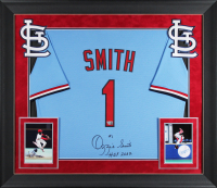 Ozzie Smith Signed Cardinals Custom Framed Jersey Inscribed "HOF 2022" (Fanatics) at PristineAuction.com