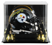 Dermontti Dawson Signed Steelers Speed Mini Helmet Inscribed "HOF 12" with Display Case (Beckett) at PristineAuction.com