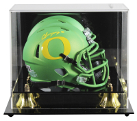 Christian Gonzalez Signed Oregon Ducks Speed Mini Helmet with Display Case (Beckett) at PristineAuction.com