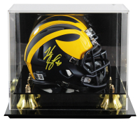 Luke Schoonmaker Signed Michigan Wolverines Speed Mini Helmet with Display Case (Beckett) at PristineAuction.com