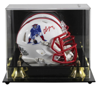 Christian Gonzalez Signed Patriots Throwback Alternate Speed Mini Helmet with Display Case (Beckett) at PristineAuction.com