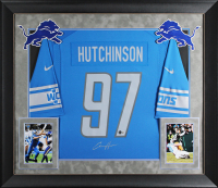 Aidan Hutchinson Signed Lions Custom Framed Nike Authentic Jersey (Beckett) at PristineAuction.com