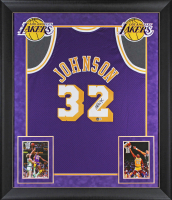 Magic Johnson Signed Lakers Custom Framed Mitchell & Ness Authentic Jersey (Beckett) at PristineAuction.com