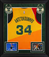 Giannis Antetokounmpo Signed Bucks Custom Framed Nike Authentic Jersey (Beckett) at PristineAuction.com