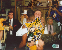 Magic Johnson & Pat Riley Signed Lakers 8x10 Photo (Beckett) at PristineAuction.com