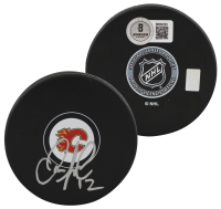 Jarome Iginla Signed Flames Logo Hockey Puck (Beckett) at PristineAuction.com