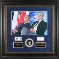 George H.W. Bush & George W. Bush Dual-Signed Custom Framed Cut Display (Beckett) at PristineAuction.com