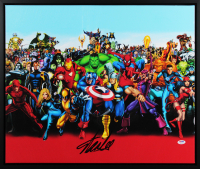 Stan Lee Signed "Marvel" Custom Framed Canvas (PSA) at PristineAuction.com