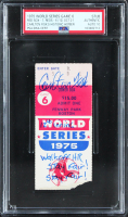 Carlton Fisk Signed 1975 World Series Game 6 Ticket Stub Inscribed "12th Inning Walk Off HR, Stay Fair! Stay Fair!" (PSA | Auto 10) at PristineAuction.com