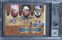 Joe Montana, Jerry Rice & Roger Craig Signed 2007 Doruss Classics Classic Triples Bronze #3 (BGS | Auto 10) at PristineAuction.com
