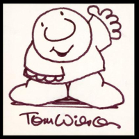 Tom Wilson Signed 4x4 Cut with Hand-Drawn Sketch (Beckett) at PristineAuction.com