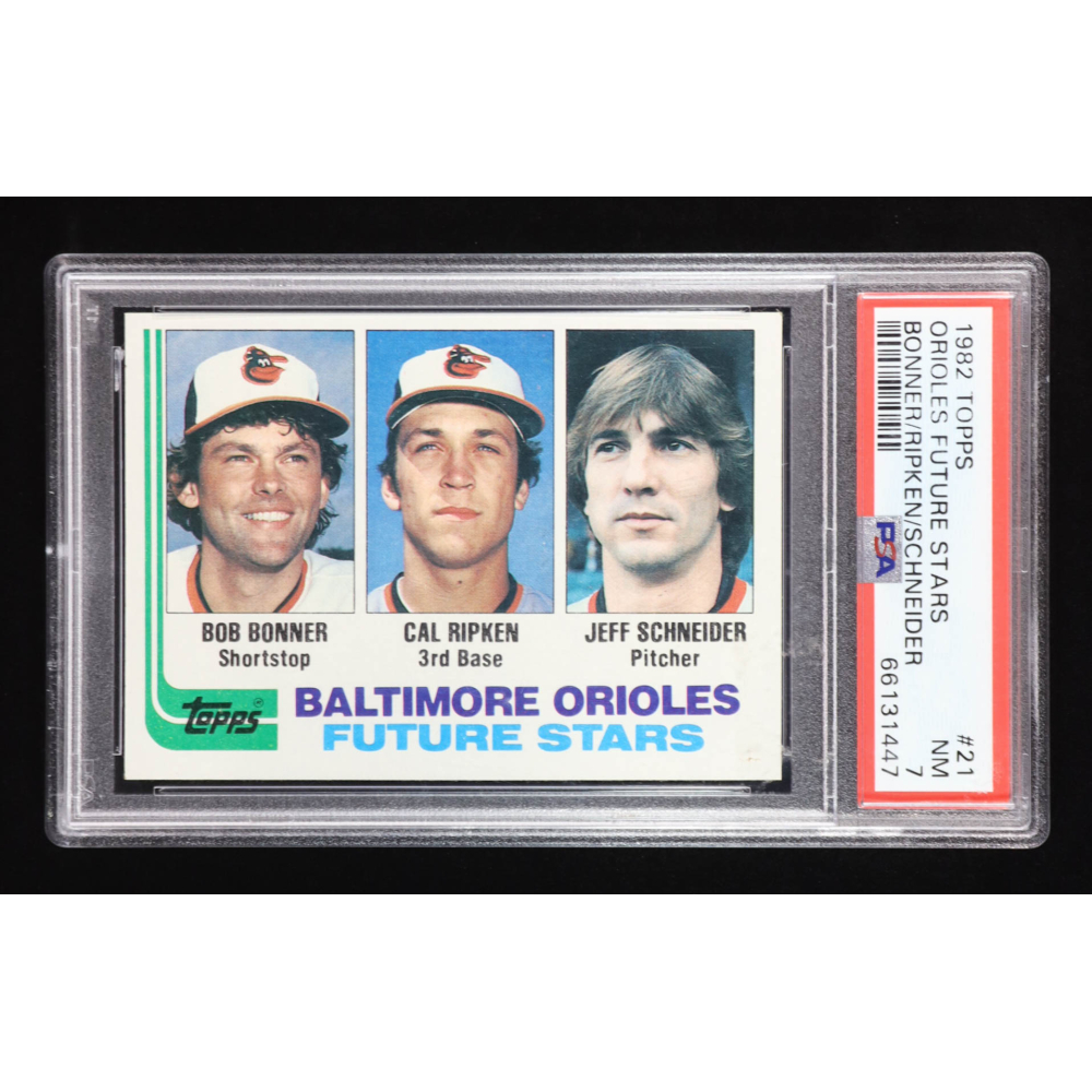 Bob Bonner / Cal Ripken / Jeff Schneider 1982 Topps #21 (PSA 7) (UER) at PristineAuction.com